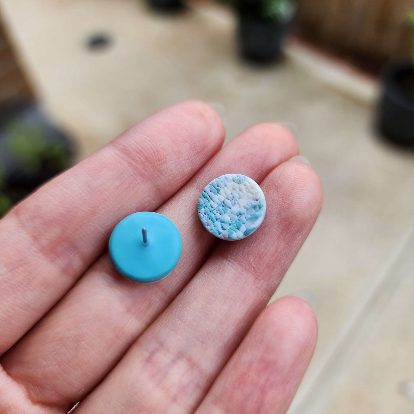 Seafoam Knitted Studs